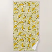 Colorful Trendy Tropical Banana Print Food Pattern Beach Towel