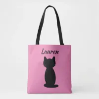 Personalized Black Cat Silhouette  Tote Bag