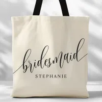 Ivory Cream Bridesmaid Modern Script Tote Bag