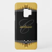 Vintage Gothic Gold+Black Lace Monogram Galaxy S2 Case-Mate Samsung Galaxy S9 Case