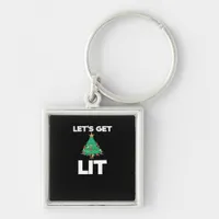 Let's Get Lit Christmas Tree Holiday Drinking Keychain