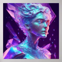 Beautiful Ai Art Pretty Icy Glass like Woman Poster