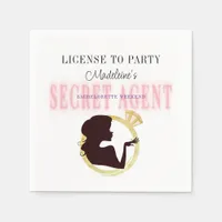 Secret Agent License Party Bachelorette Itinerary Napkins