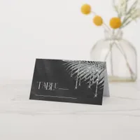 Jewel Palm Leaf Wedding Silver ID830 Place Card