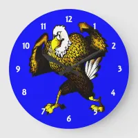 Cartoon Fighting Eagle Large Clock