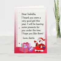 Add your Child's Name to this "Dear Santa" Card