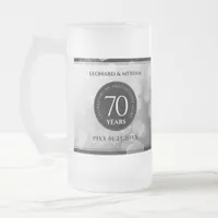 Elegant 70th Platinum Wedding Anniversary Frosted Glass Beer Mug