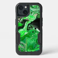 Green and Black Digital Fluid Art Pour Painting    iPhone 13 Case