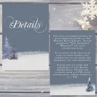 Snowy Woodland Forest Dusty Blue Wedding Details Enclosure Card
