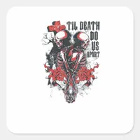 Till Death Do Us Part – Minimalist Skeleton Art Fo Square Sticker