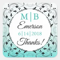 Thank YOU Teal  Personalized Wedding Stickers