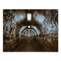 Empty Railroad Train Tunnel with Graffiti Photo