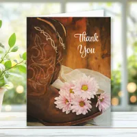 Pink Daisies and Cowboy Boots Western Thank You