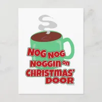 Nogging On Christmas Door Holiday Postcard