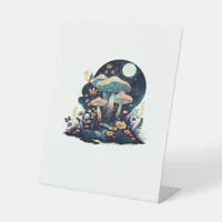 Cottagecore And Aesthetic Goblincore Mushroom Fair Pedestal Sign