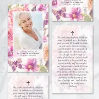 Floral Photo Funeral Memorial Prayer Card
