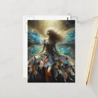 Fairy in a Patchwork Quilt Dress Postcard