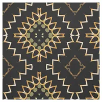 Gold and Black Geometric Ethnic Oriental Arabesque Fabric