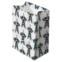 Big Dog in a Tiny Birthday Hat and Bowtie Medium Gift Bag