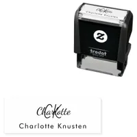 Name monogram initials business script self-inking stamp