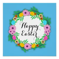 Happy Easter Botanical Cute Floral Wreath