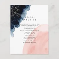 Navy and Blush Watercolor Wedding Guest Details Enclosure Card