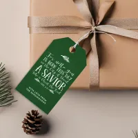 Christian Christmas Verse Typography Holiday Green Gift Tags