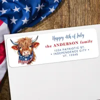 Patriotic Cow 4th Of July American Return Address Label