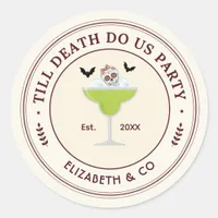 Till Death Do Us Party Skull Margs Bachelorette Classic Round Sticker