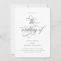 Elegant Calligraphy Script Rounded Corner Wedding  Invitation