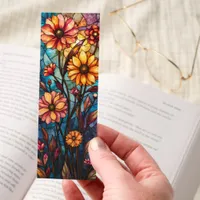 Stained Glass Style Yellow Flowers Two-sided Bookmarks