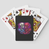 American Traditional Skeleton Holding Hands Tattoo Poker Cards
