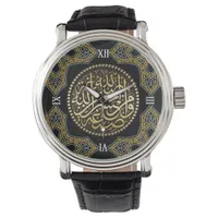 Islamic Mosaic Golden Glitter Arabic Calligraphy Watch