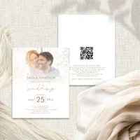 Budget Modern Photo Overlay QR Code Wedding Invite