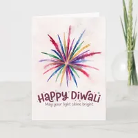Happy Diwali Colorful Fireworks Watercolor Card
