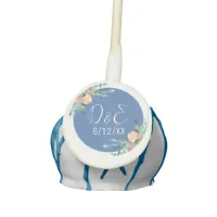 Blue Floral Pink Rosebud Wedding Personalized Cake Pops