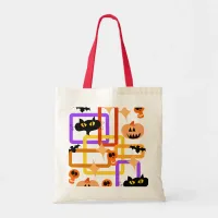 Retro Halloween Style Spooky Fun Pattern Tote Bag