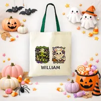Spooky Cute Halloween Trick or Treat Pattern Tote Bag
