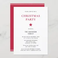 Elegant Christmas Modern Minimalist Chic Red Party Invitation