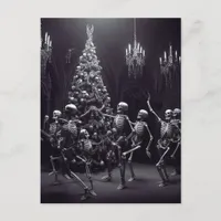 dance macabre Christmas Skeletons around the tree Postcard