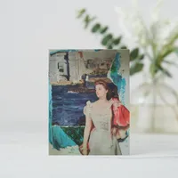 Beautiful Vintage Lady Along the River Postcard