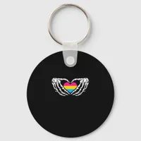 Pan Pride Skeleton Halloween Pan Goth Heart Keychain