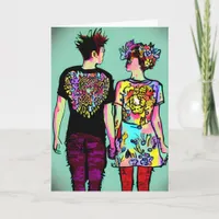 Cute Grunge Punk Rock Couple Happy Valentine's Day Card