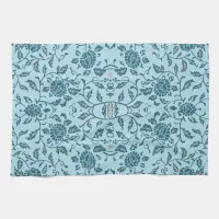 Elegant Flowery Teal Damask Kitchen Towel