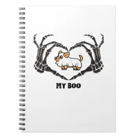 My Boo Chihuahua Costume With Skeleton Heart Hands Notebook
