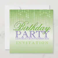 Green Bokeh Party Lights Birthday Invitation