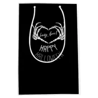 Hey, Boo! Happy Halloween Skeleton Hand Heart Clas Medium Gift Bag