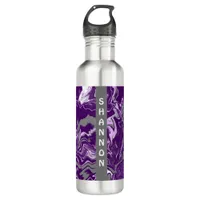Purple Personalized Marble Fluid Art    Stainless Steel Water Bottle