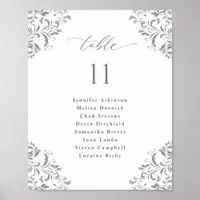 Wedding Seating Chart 8x10 Silver Gray Flourish