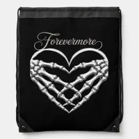 Forevermore Skeleton Hands Heart Gothic Romance Drawstring Bag
